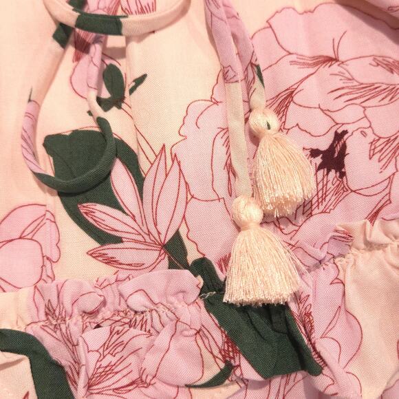 Lost + Wander Flowy Hawaiian Rose Pink Tiered Tie-Back Halter Maxi Dress, Sz Med - Picture 7 of 10